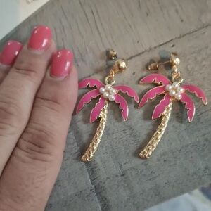 -🥥🌴Tropical Colorful Enamel PearlCoconut tree earrings